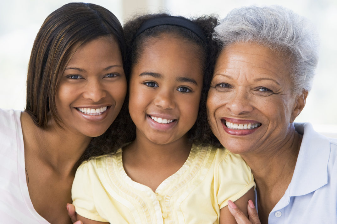 older woman with adult daughter and granddaughter