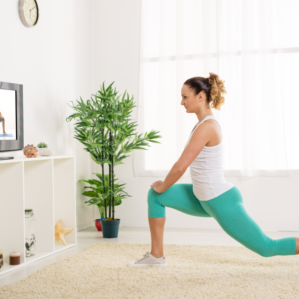 Girl doing movement therapy in living room